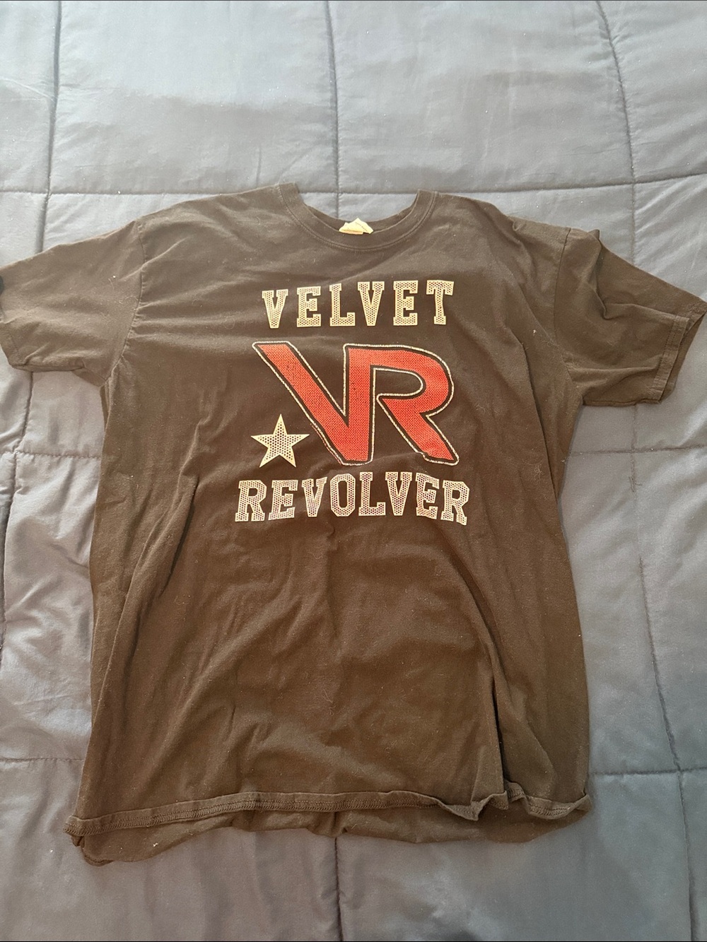 Gildan Black Velvet Revolver VR Logo Short Sleeve Tee with Red Accent